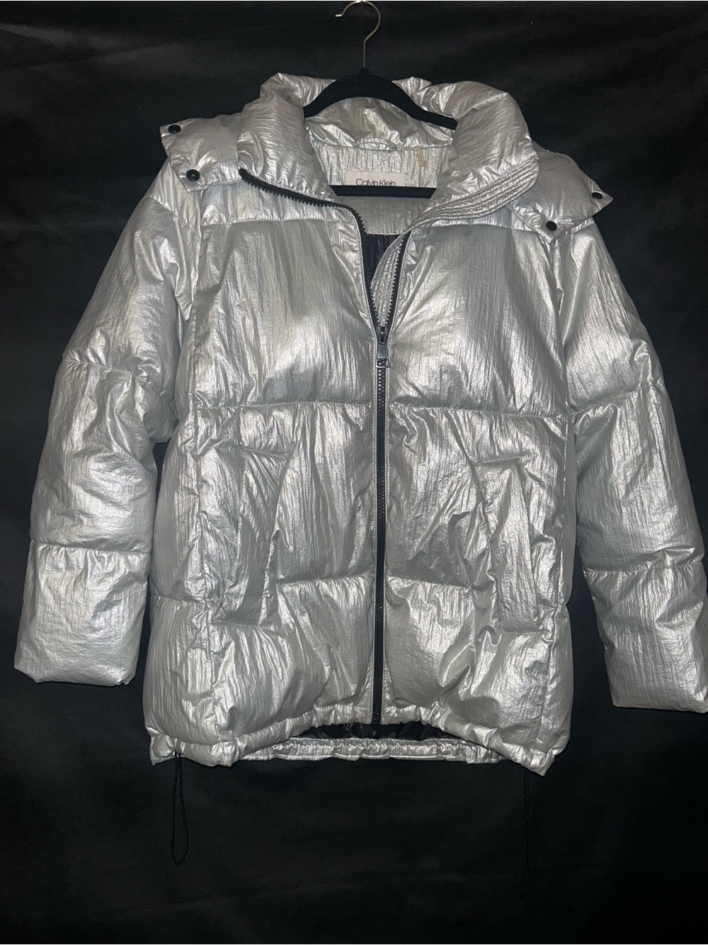 Calvin Klein Metallic Silver Puffer Coat for Kids